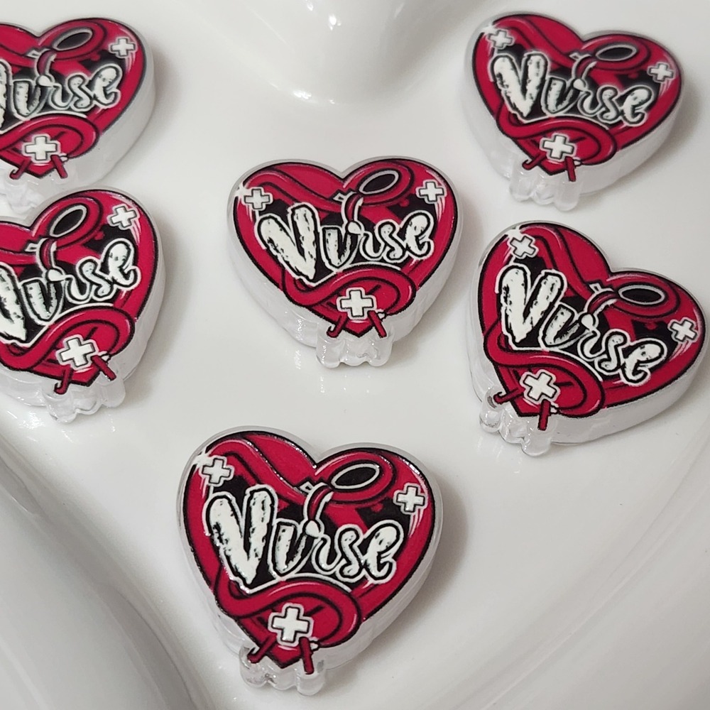 Nurse Beads 2 Pcs Focal Beads Acrylic Jewelry Making Medical Heart Charms